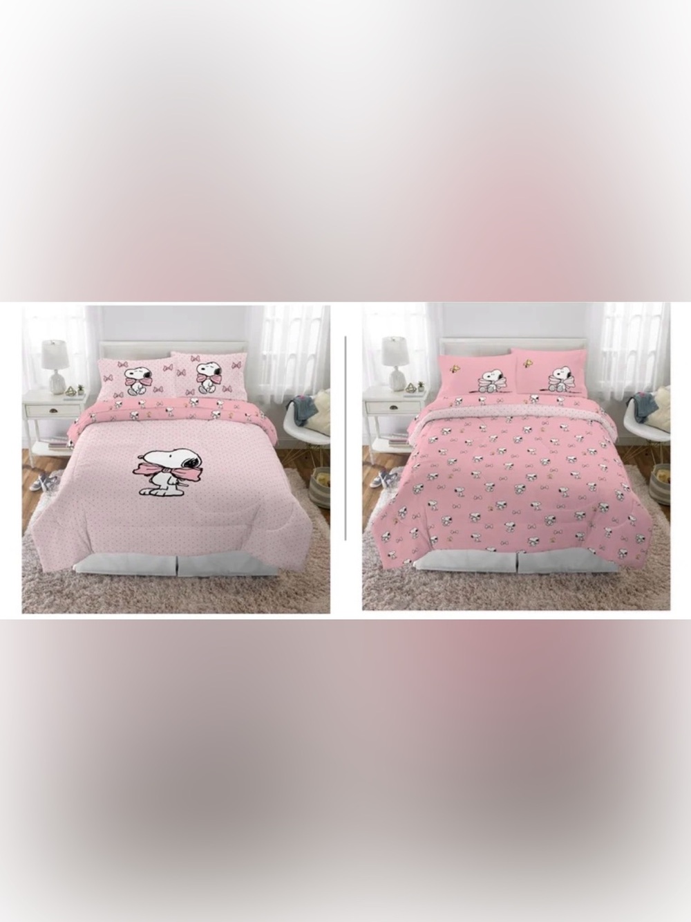 Peanuts Pink Snoopy Comforter with Black Polka Dots - Picture 2 of 3